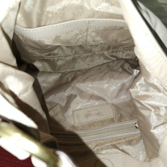 Tignanello Beige 100% Leather Large Shoulder Bag Purse Magnet Close Stud Bottom - Picture 6 of 16